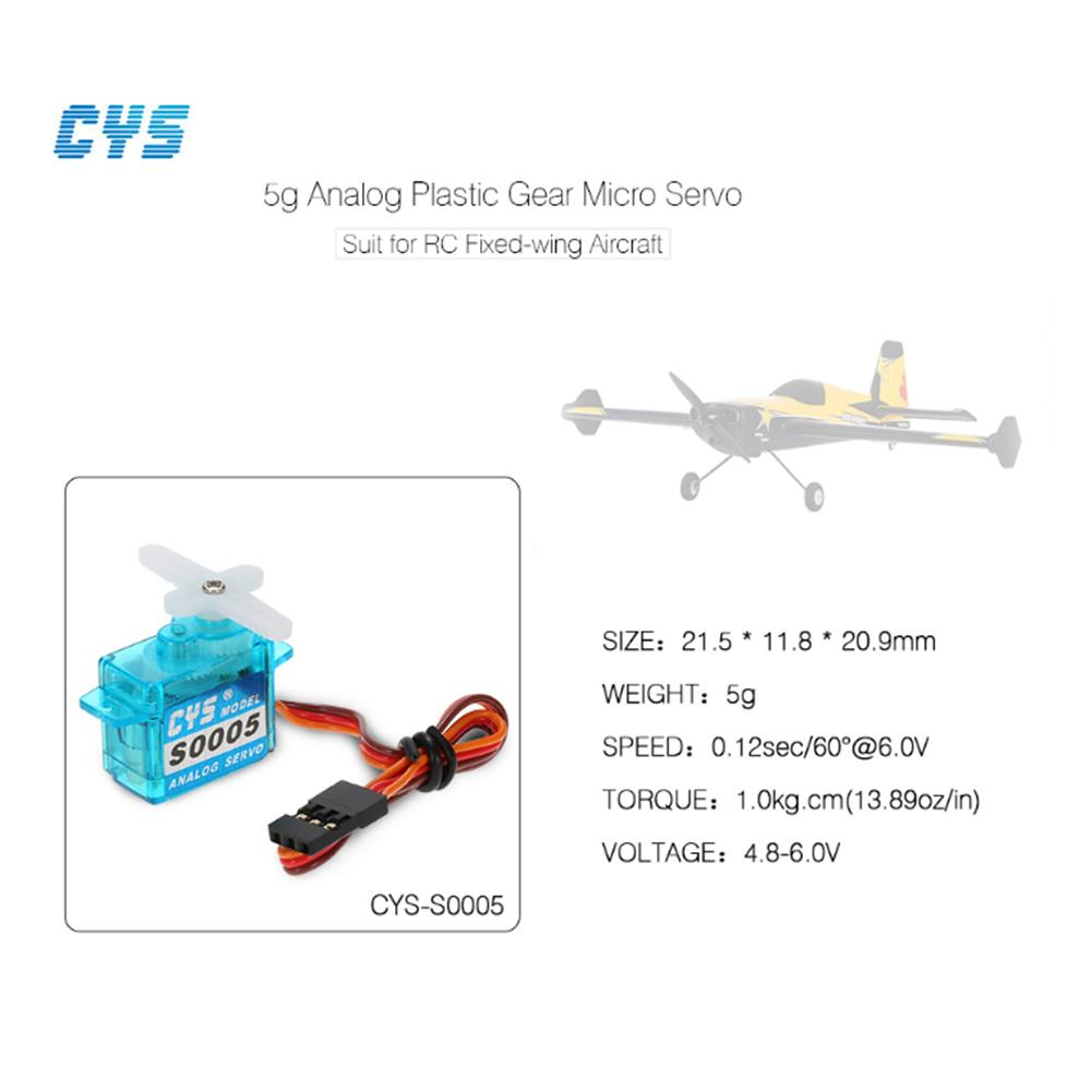 CYS-S0005 5g Light Weight Plastic Gear Micro Analog Standard Servo for RC Fixed-wing Aircraft
