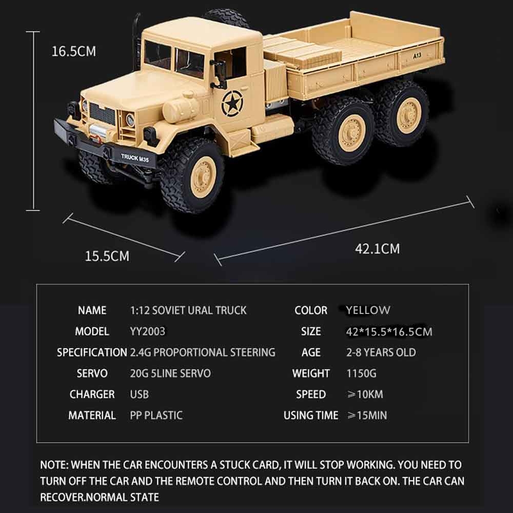 MZ YY2003 2.4G 4WD 1/12 Military Truck Off Road RC Car Crawler Toys