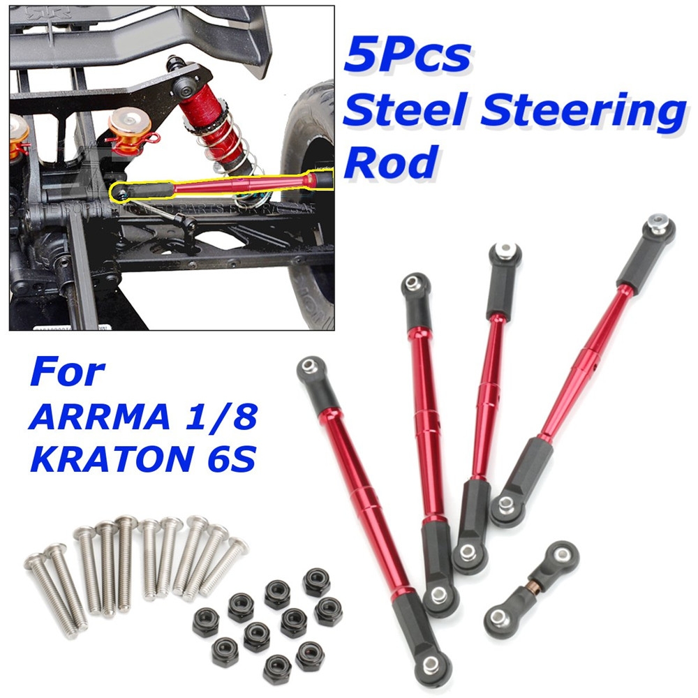 5PC Turnbuckles Steering Rod for Arrma 1/8 Kraton 6S BLX AR106005/AR106015/AR106018 Rc Car Parts