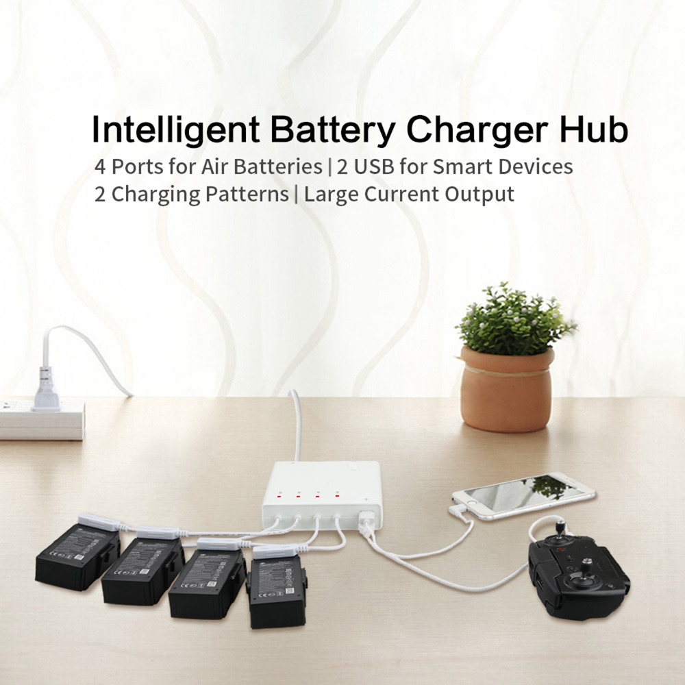 6-in-1 Multi Battery Charger Intelligent Charging Hub Full/Storage Charge Mode for DJI Mavic Air