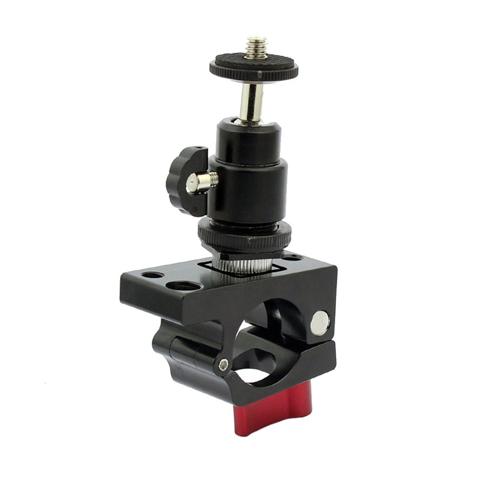 1/4 Screw Hot Shoe Ball Head Gimbal With 25mm-27mm Tube Clamp Clip Monitor Holder For DJI Ronin-M