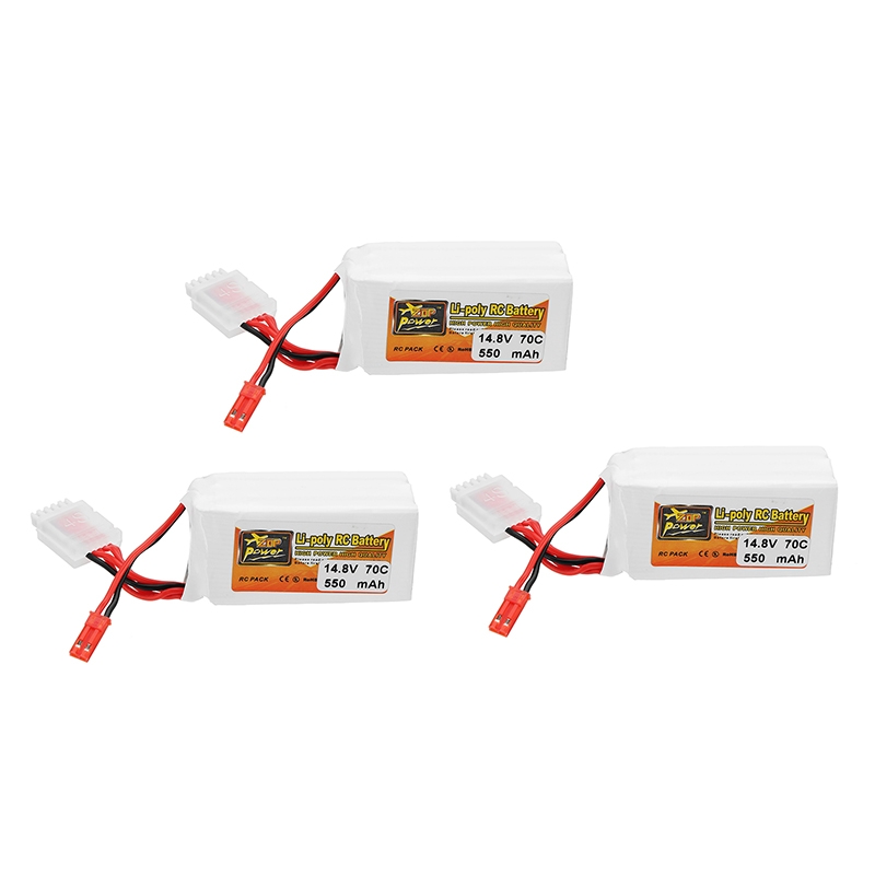 3Pcs ZOP Power 14.8V 550mAh 70C 4S Lipo Battery JST Plug for RC FPV Racing Drone