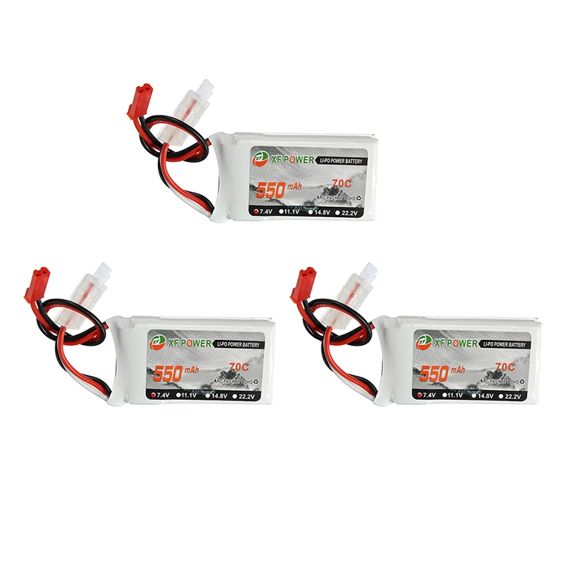 3Pcs XF Power 7.4V 550mah 70C 2S Lipo Battery JST Plug