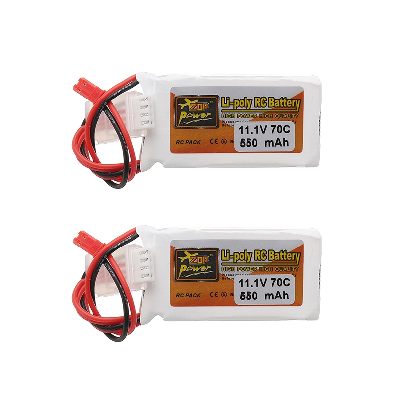 2Pcs ZOP Power 11.1V 550mAh 70C Lipo Battery JST Plug