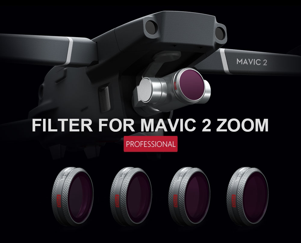 PGYTECH Camera Lens Filter Kit Combo ND8 ND16 ND32 ND64 4Pcs Waterproof for DJI Mavic 2 Zoom Drone