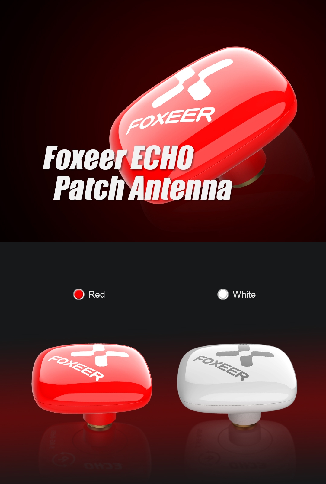 Foxeer Echo Patch 5.8G 8DBi LHCP/RHCP FPV Antenna SMA Male White/Red for RC Drone