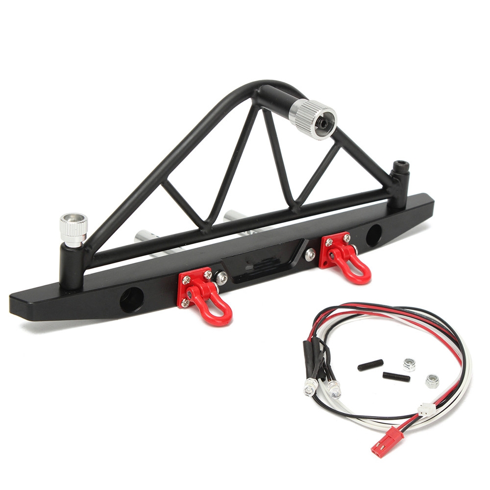 Metal Rear Bumper With Spare Tire Carrier LED Light Set for 1/10 Axial AX90046 scx10 ll Rc Car Parts