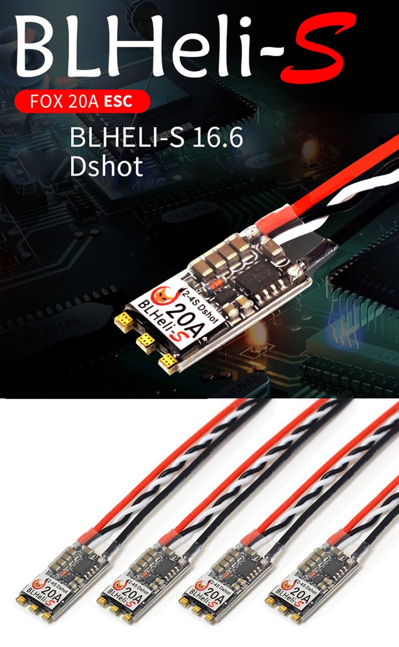 Fox 20A BLheli_S BB2 2-4S Brushless ESC Support DShot600 for RC Drone FPV Racing