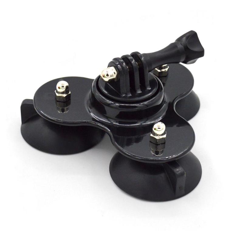 Car Screw Triple Vacuum Sucker Tripod Suction Cup Mount for Gopro Hero 5/6/7 Camera