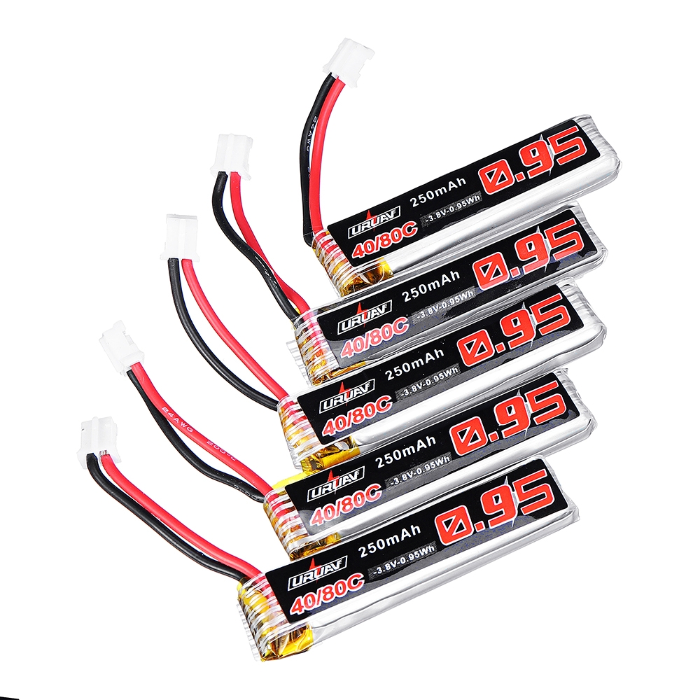 5Pcs URUAV 3.8V 250mAh 40C/80C 1S Lipo Battery PH2.0 Plug for Eachine US65 UK65 QX65 URUAV UR65