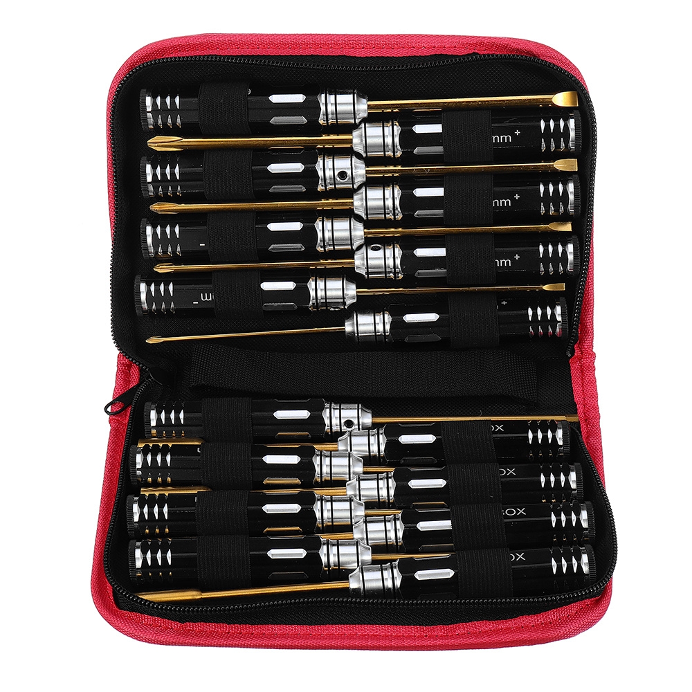 Yunzhong 16Pcs Hex Phillips Screw Nut Flat Screwdriver Tools Box Set with Bag for RC Model