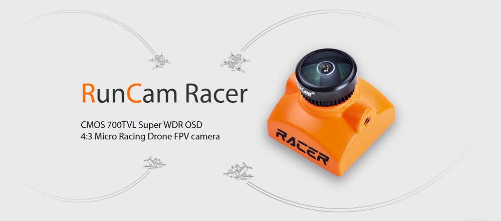 RunCam Racer Black CMOS 700TVL Super WDR OSD 4:3 Micro FPV Camera Key-press Board Control