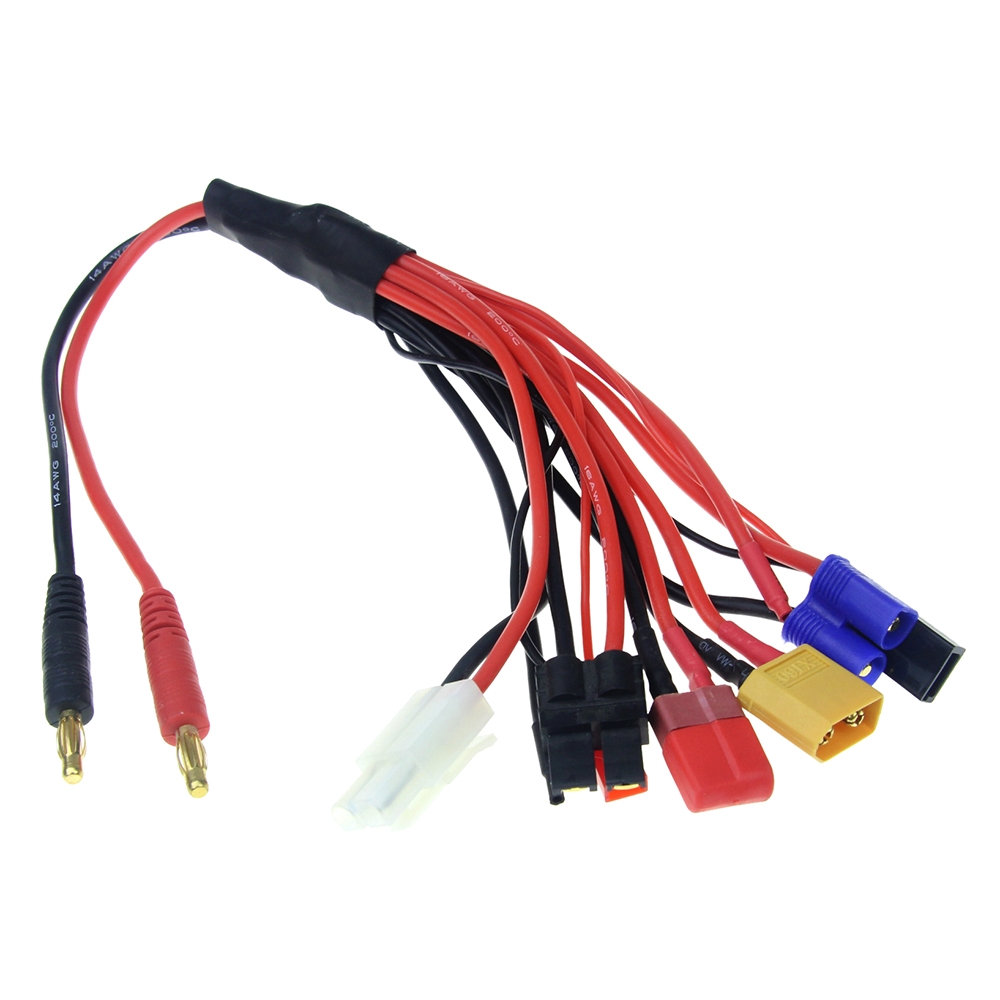 6-in-1 Multifunctional 4.0mm Banana Adapter Connector Plug to Tamiya Futaba XT60 JST Cable Wire