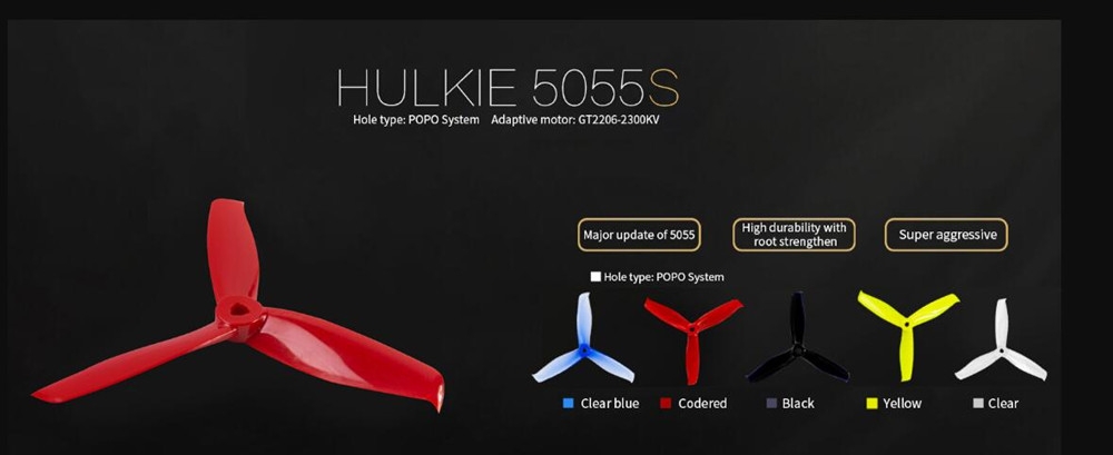 Gemfan Hulkie 5055S 5055 5 Inch 3-Blade Propeller 2 CW & 2 CCW for POPO System RC Drone FPV Racing