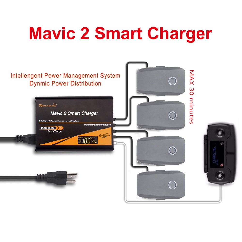 5-in-1 Multi Battery Remote Control Smart Fast Charger Charging HUB for DJI Mavic 2 Pro/Zoom