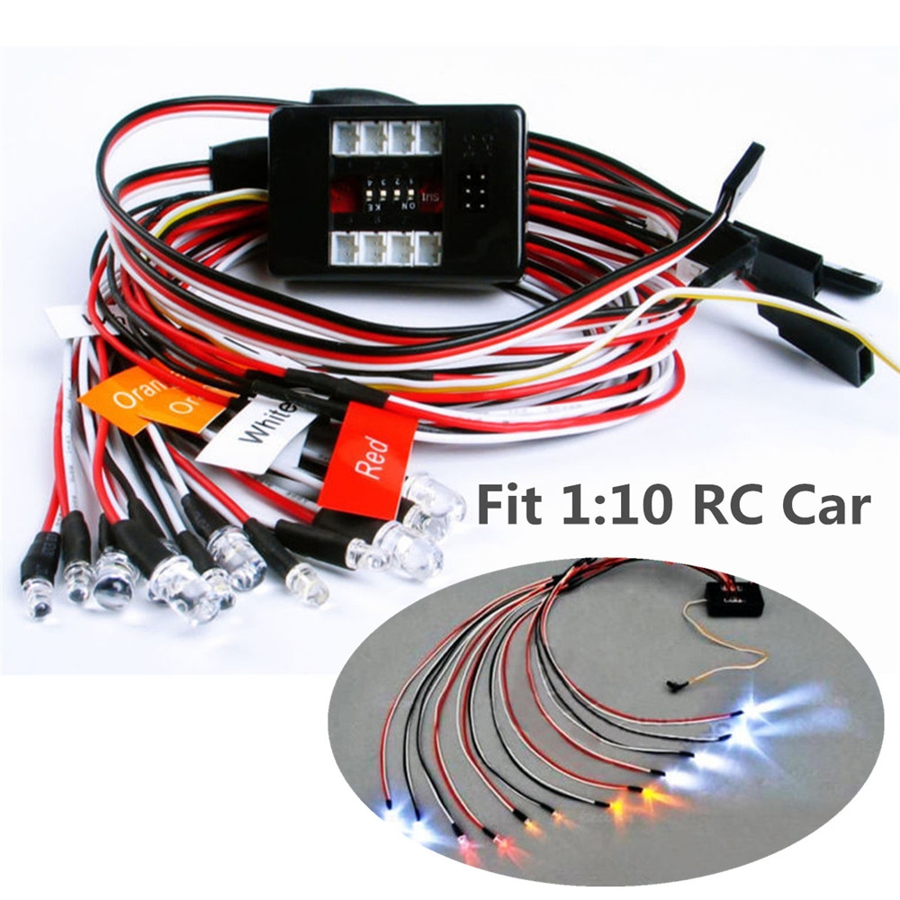 12PCS RC 1/10 Car Truck Parts LED Lighting Kit Brake + Headlight + Signal Fit 2.4ghz PPM FM