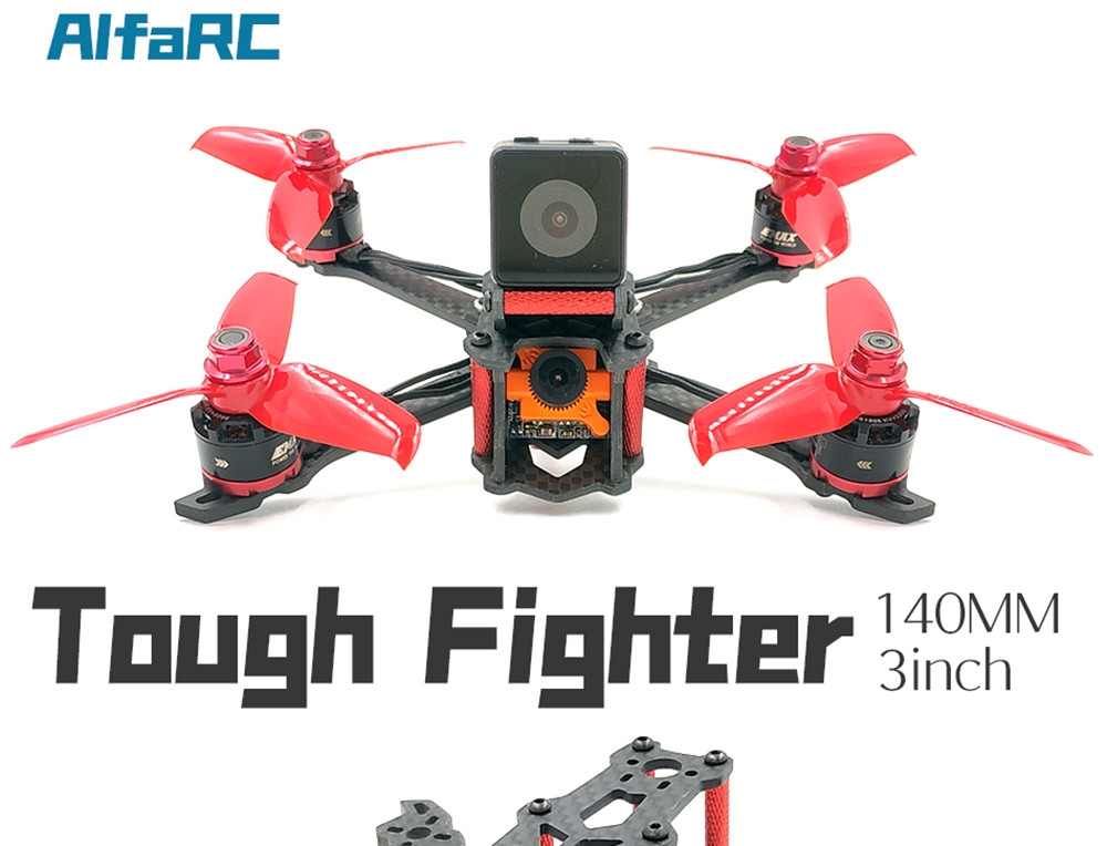 AlfaRC Fighter140 140mm 3mm/4mm Arm Frame Kit 3K Carbon Fiber for RC Drone FPV Racing
