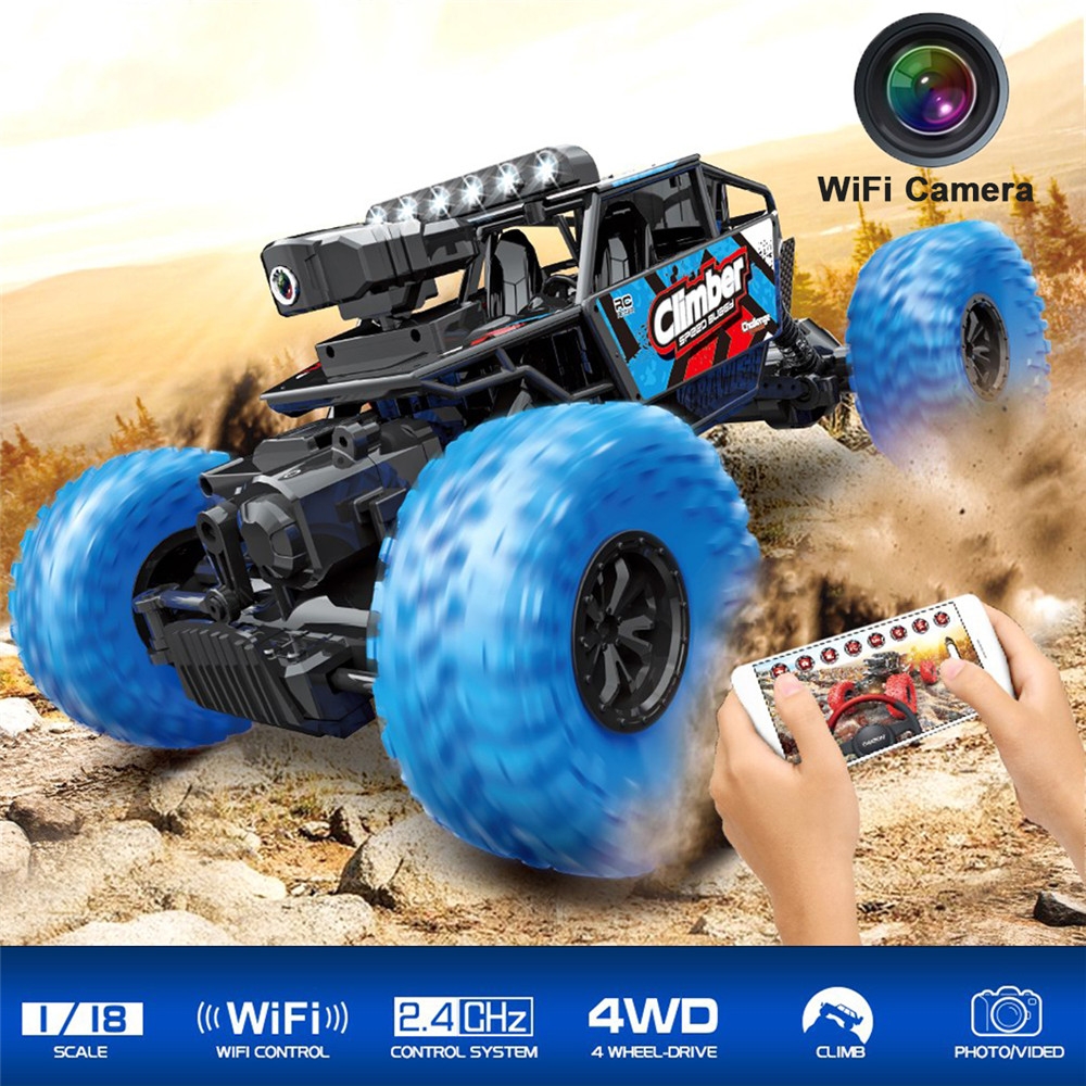 Crazon 171803B 1/18 2.4G 4WD 15km / h Rc Bil 480P HD WiFi App Control Offroad-lastbil RTR Toy