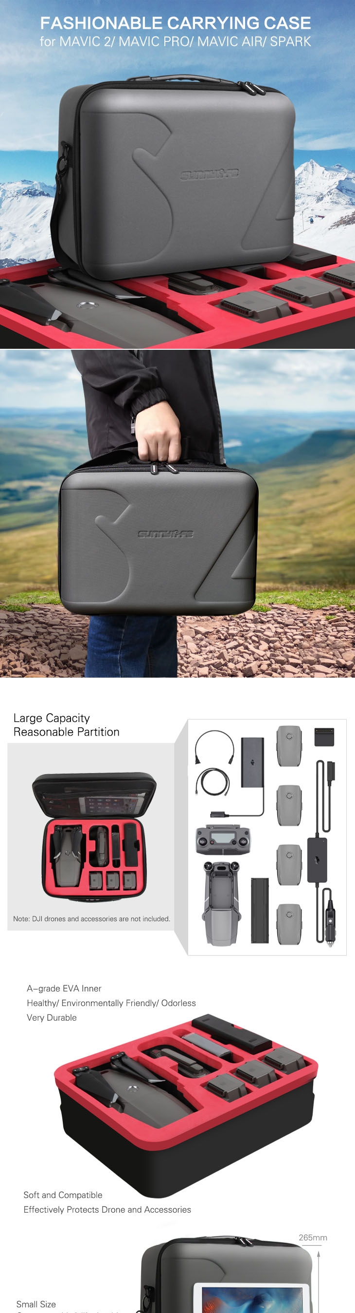 Sunnylife Protective Storage Bag Shoulder Bag Carrying Box Case for DJI Mavic 2/ MAVIC PRO/ MAVIC AIR/ SPARK Drone