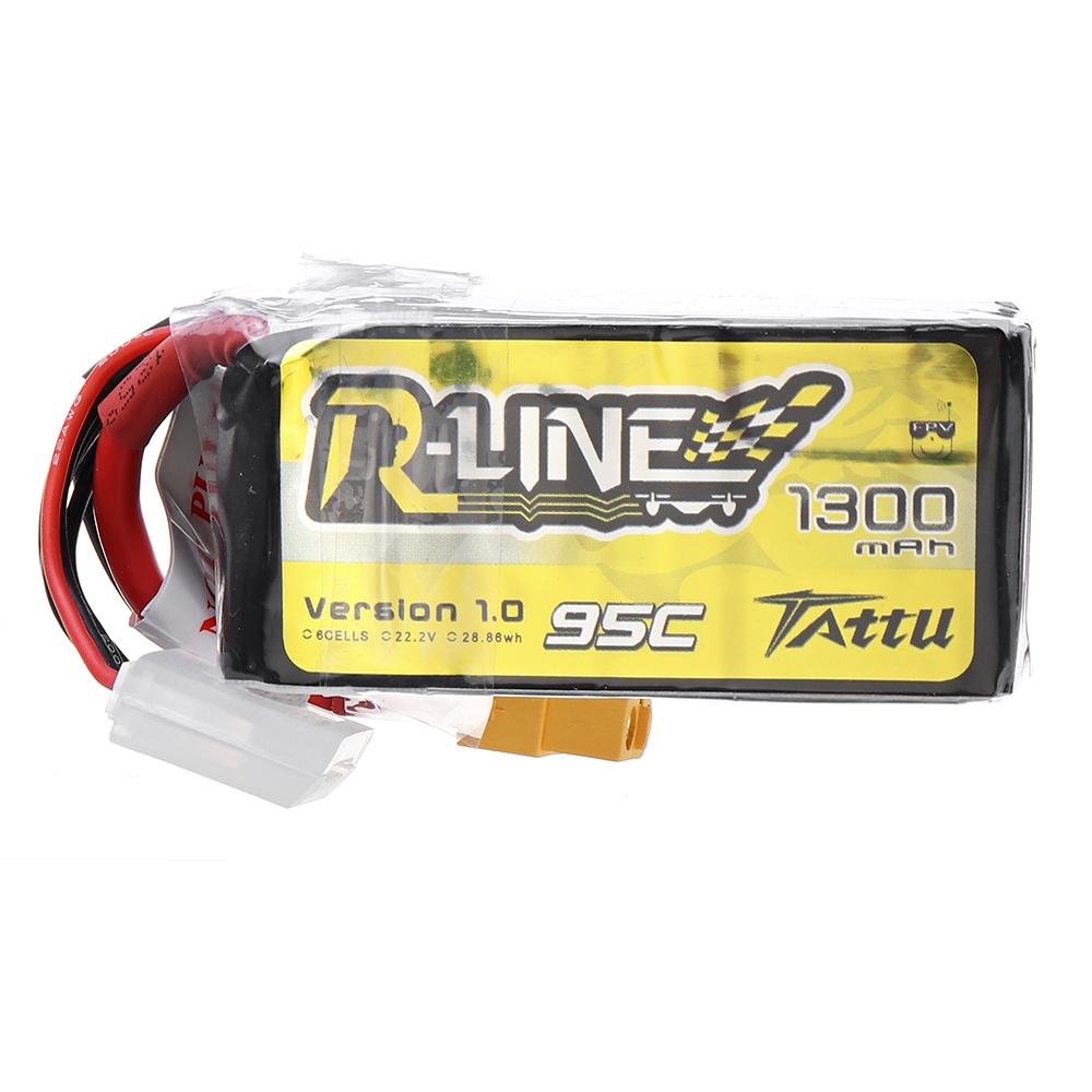 Gens Tattu 22.2V 1300mAh 95C 6S Lipo Battery XT60 Plug for FPV RC Racing Drone