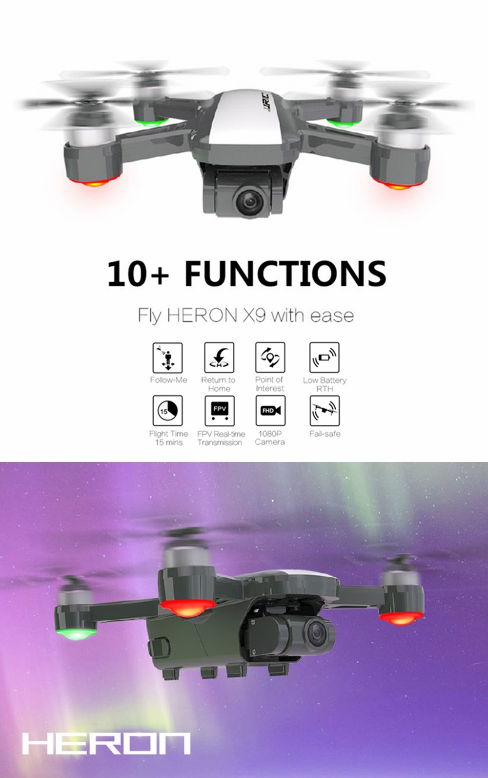 JJRC X9 Heron GPS 5G WiFi FPV with 1080P Camera Optical Flow Positioning RC Drone Quadcopter RTF
