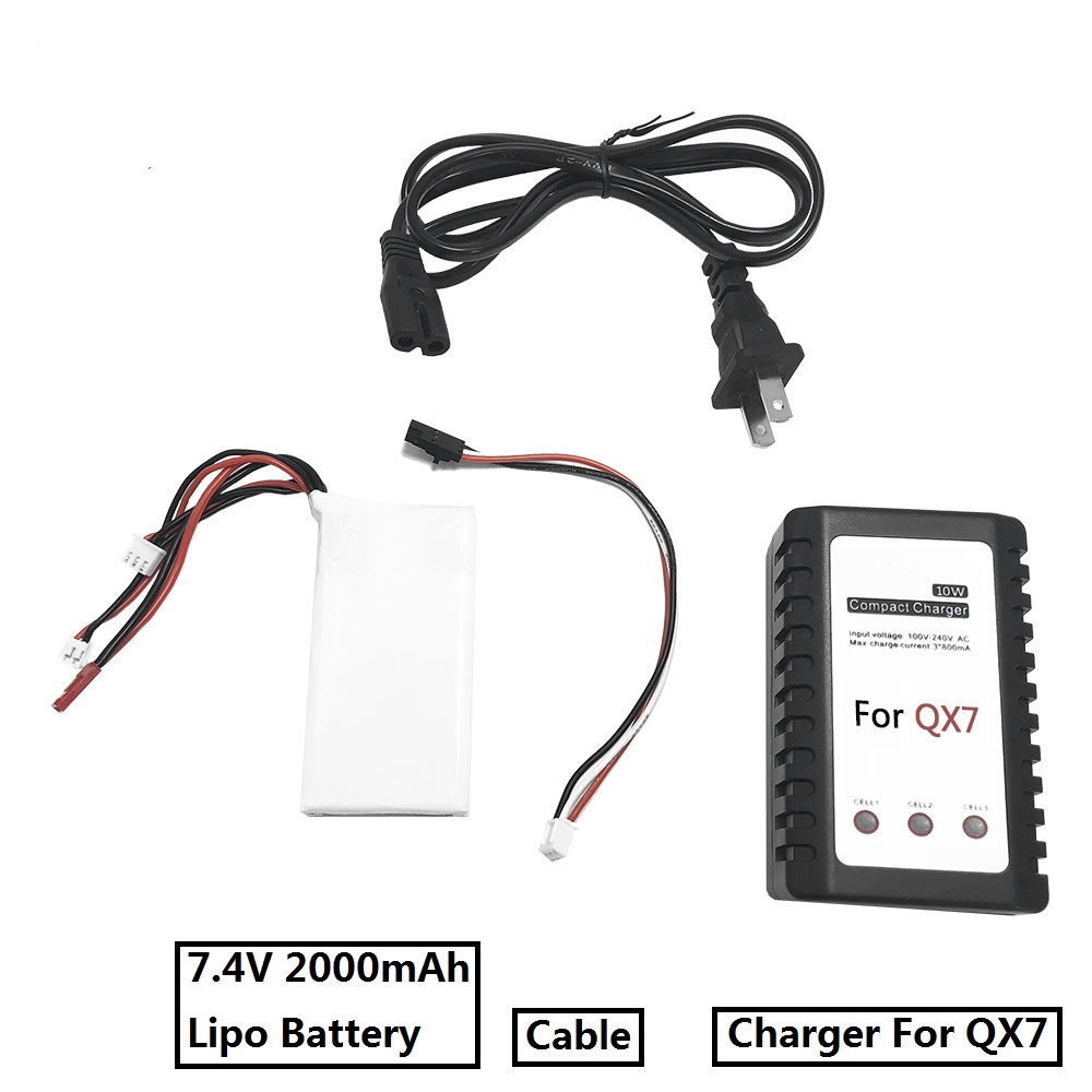 Battery Charger Upgrade Kit with 7.4V 2000mAh Lipo Battery for FrSky ACCST Taranis Q X7 Radio Transmitter