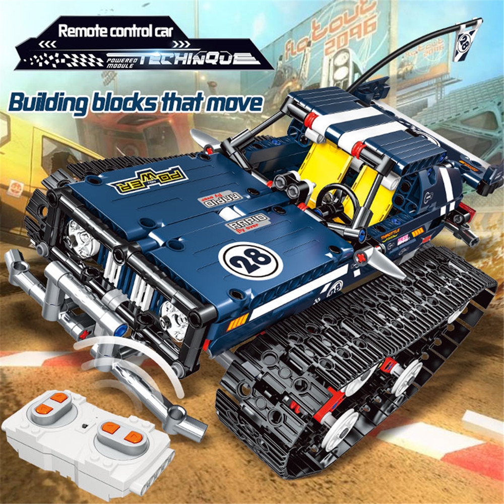 13025/26 2.4G Suspension Vehicle Building Block Kits Tracked RC Car DIY Bricks Toys 626Pcs