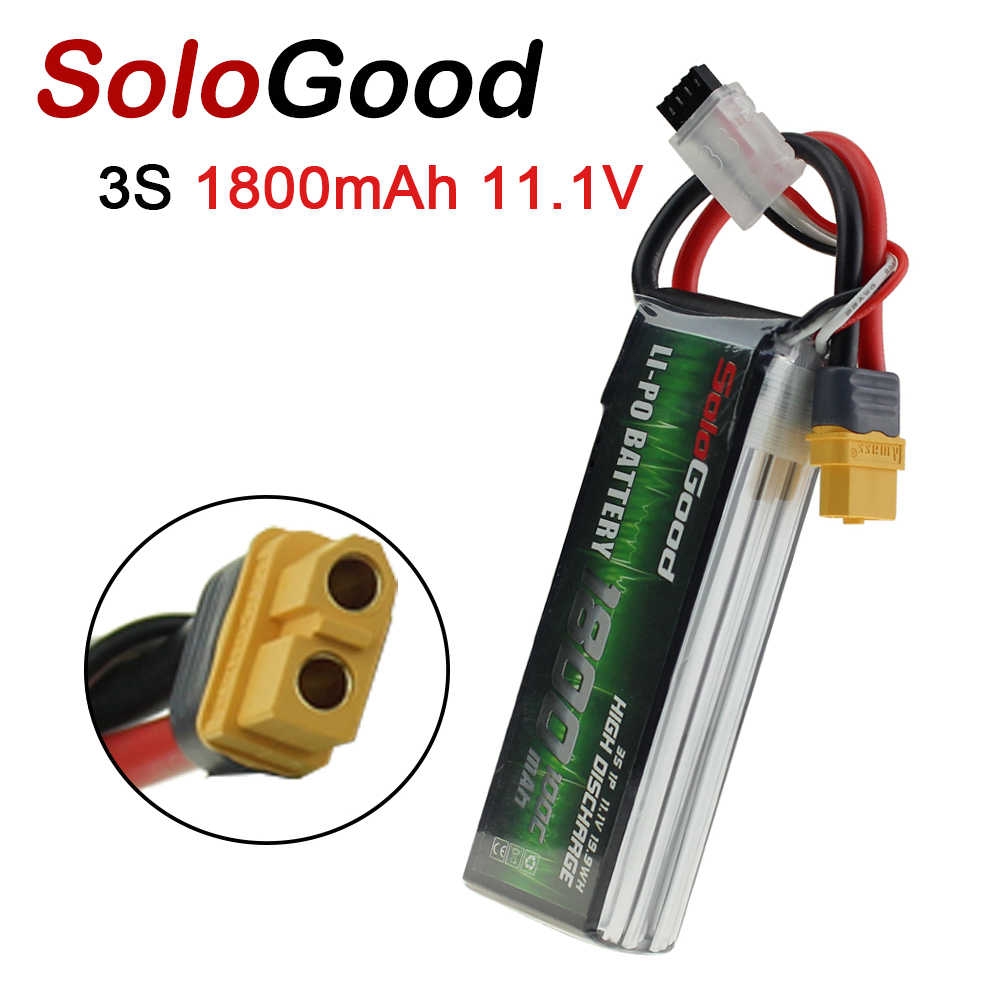 SoloGood 11.1V 1800mAh 100C 3S XT30 Plug Lipo Battery for Rc Racing Car Model Parts