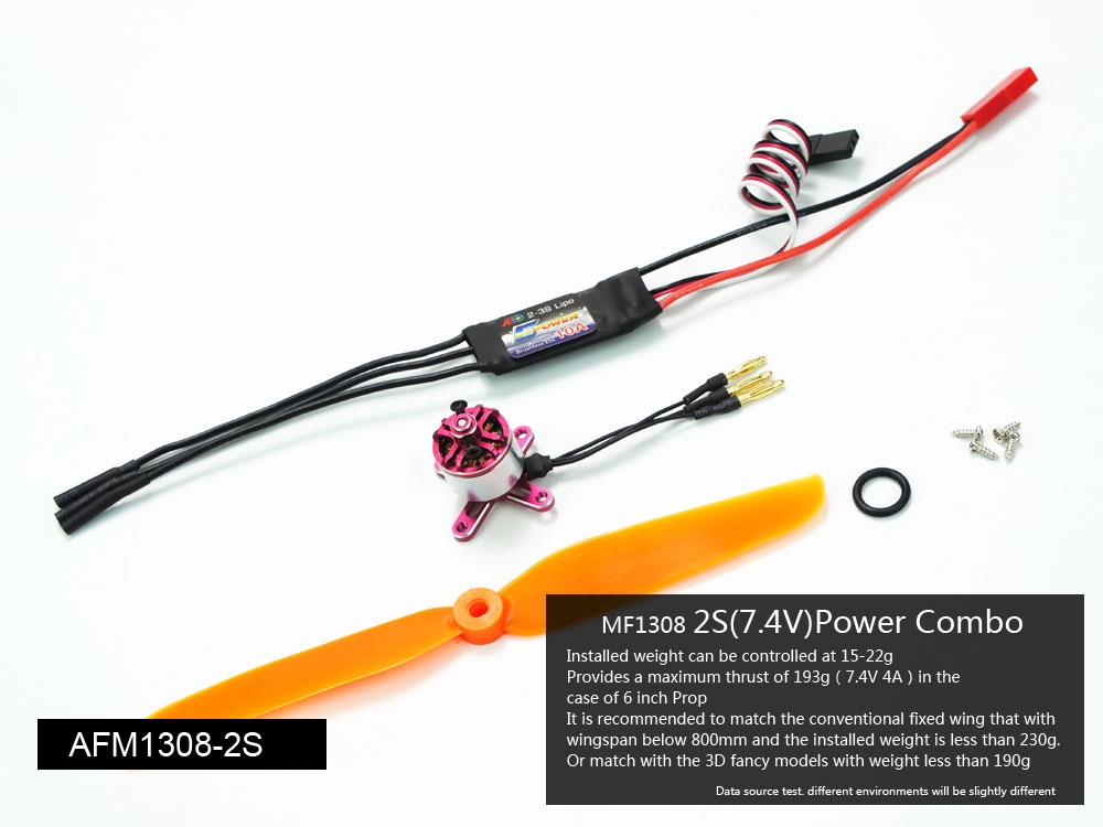 AEORC AFM1308 2S Mini Power System Combo Set MF1308 2100KV Brushless Motor With 10A ESC 6030 Propeller 2.5g Servo