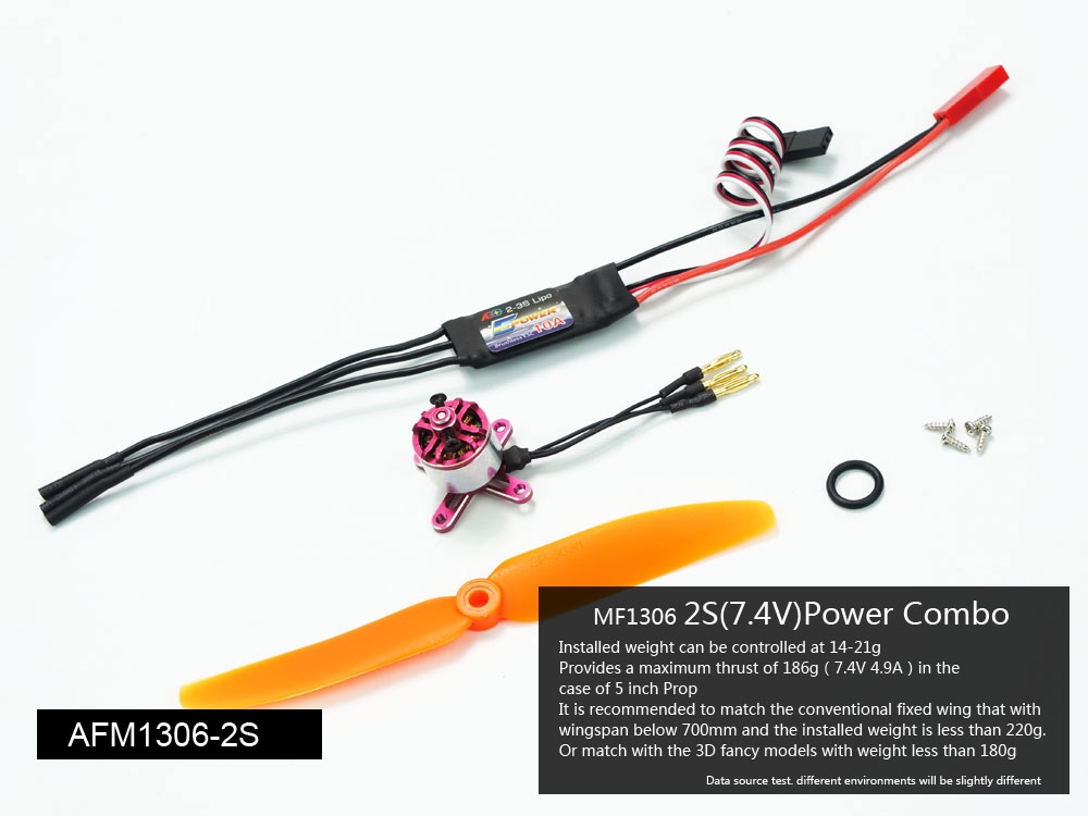 AEORC AFM1306 2S Mini Power System Combo Set MF1306 2700KV Brushless Motor With 10A ESC 5030 Propeller 2.5g Servo