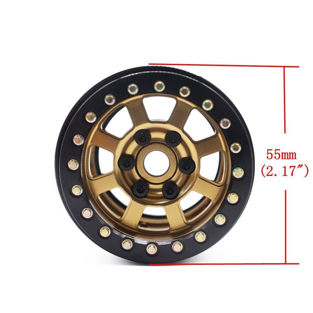 4PCS 1.9inch Aluminum Beadlock Wheel Hubs Rims for 1/10 Rc Crawler Axial Scx10 II D90 Car Parts