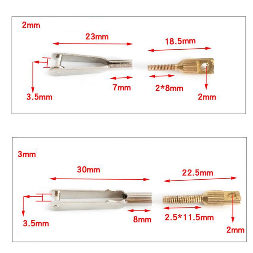 M2 M3 Chucks Clevis+Copper Screw kits Servo Pull Rod Connector Wire Trolley Iron Chuck Metal Rod Clamp for Fixed Wing RC Airplane