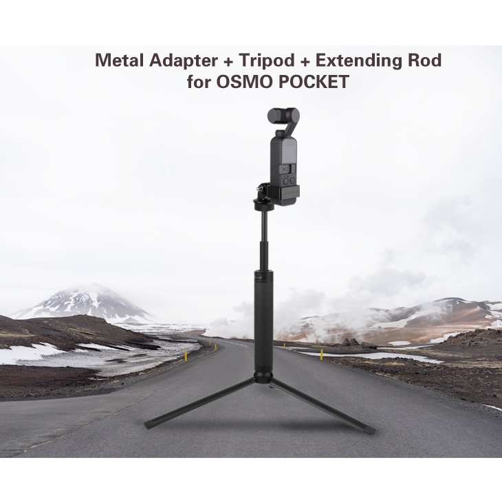 Sunnylife OSMO Pocket Adatper Mount Gimbal Expansion Bracket with 14.8cm-66cm 6 Sections Extension Rod Stick and Tripod Accessories for DJI