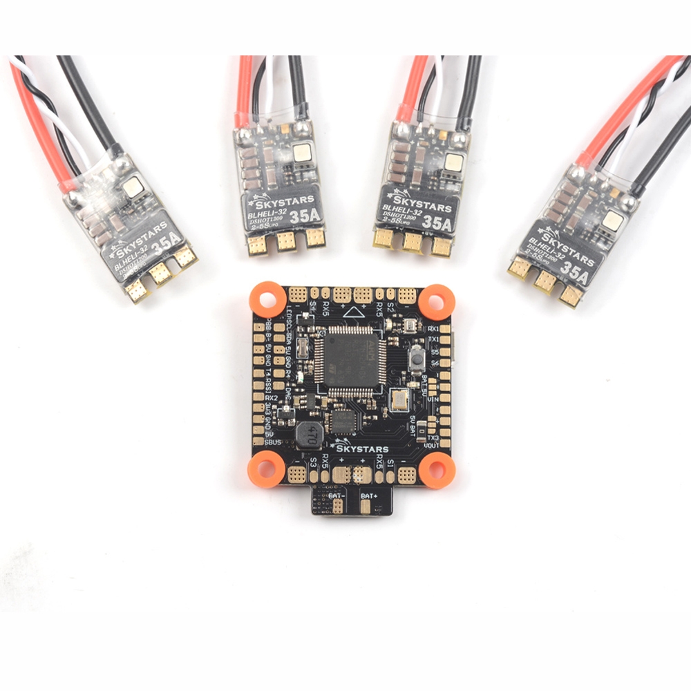 SKYSTARS G730 F4 AIO Flight SKYSTARS BetaFlight F405 AIO Flight Controller OSD & 4 PCS 35A Blheli_32 2-5S DSHOT1200 ESC for RC Drone FPV Racing +35A ESC