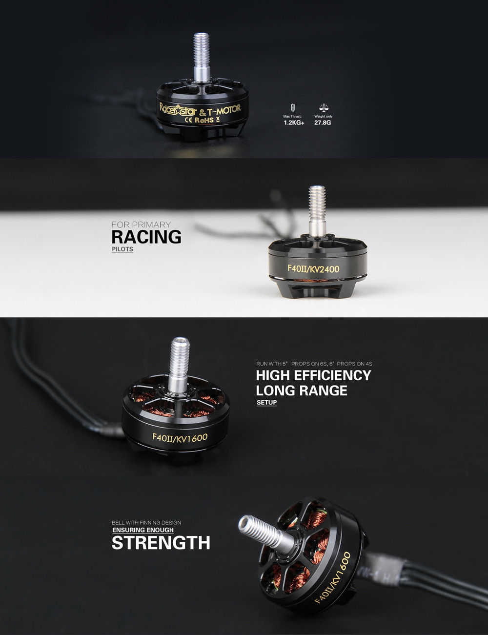 Racerstar & T-Motor F40 II 2305 1600KV 2400KV 3-6S Motor