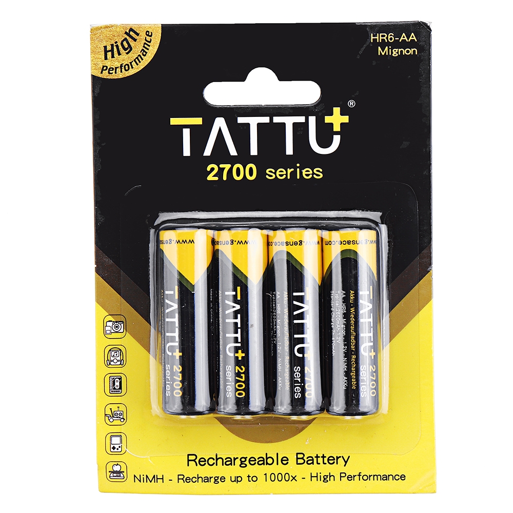 4Pcs ACE TATTU 1.2V 2700mAh NiMH AA Battery for RC Toys
