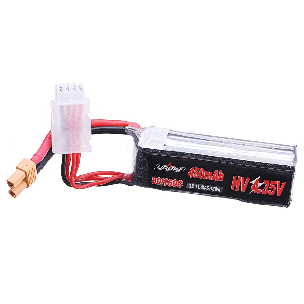 URUAV 11.4V 450mAh 80C/160C 3S HV 4.35V Lipo Battery XT30 Plug for FPV Racing Drone