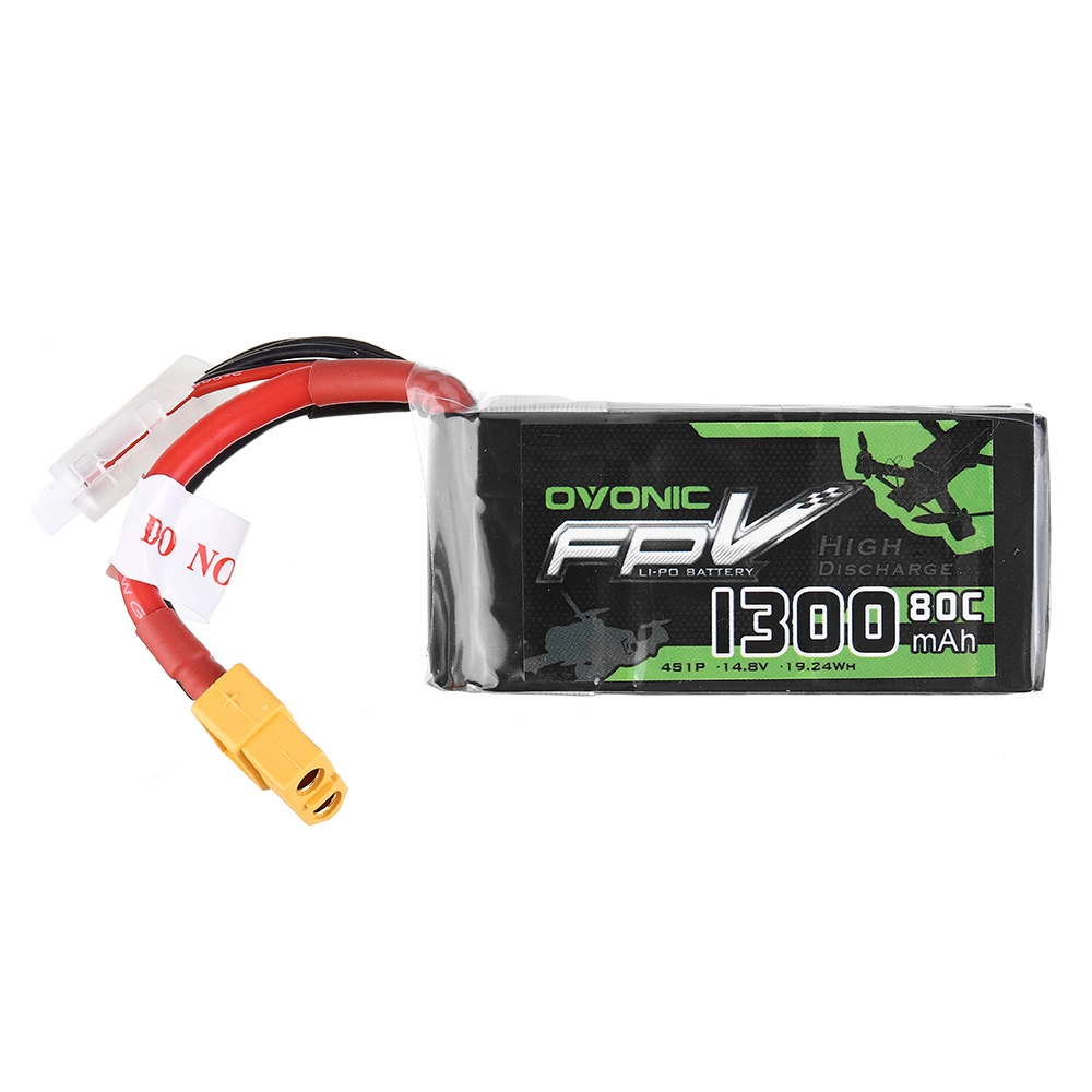 Ovonic 14.8V 1300mAh 80C 4S Lipo Battery XT60 Plug for FPV RC Drone