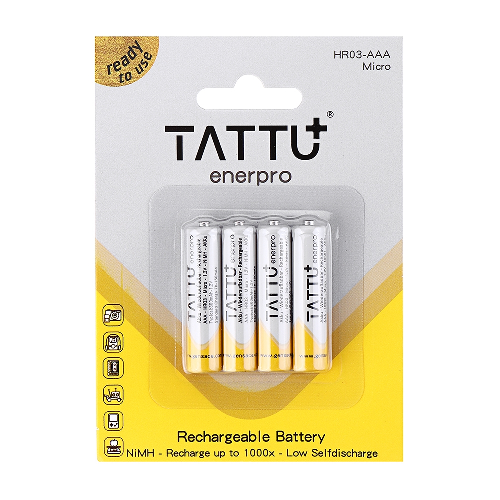 4Pcs ACE TATTU 1.2V 800mAh NiMH AAA Battery for RC Toys