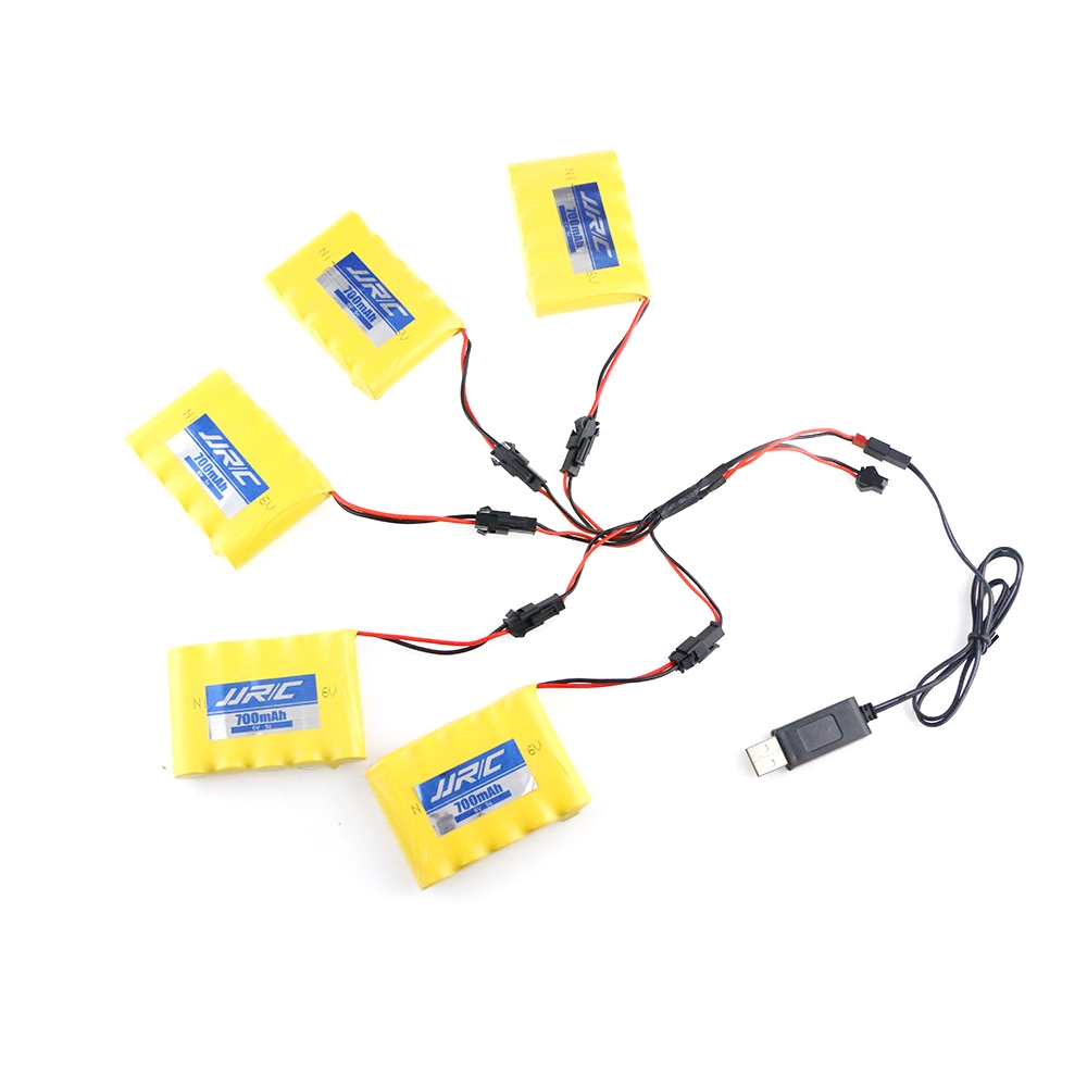 5PCS JJRC Q64 700MAH 5C 6V Lipo Battery w/ 1Pc USB Line w/DYX-0009 For Q63 Q64 NB2803 RC Car