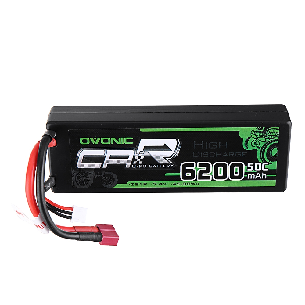 Ovonic 7.4V 6200mAh 50C 2S Lipo Battery T Plug for 1/8 1/10 RTR RC Car