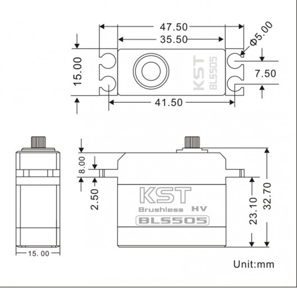 KST BLS505 7KG børsteløs metall gir digital servo for 500 klasse RC helikopter