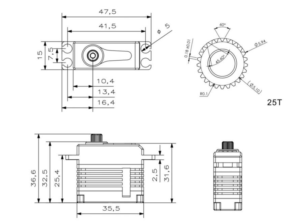 KST A15-1810 18KG Coreless High Torque Metal Gear Digital Servo For RC Models