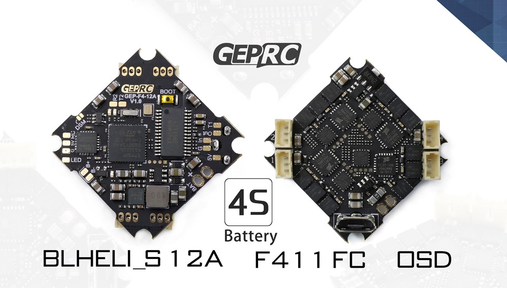 $34.39 for GEPRC GEP-12A-F4 V1.1 F4 Flight Controller AIO OSD BEC & 12A BL_S 2-4S 4In1 ESC