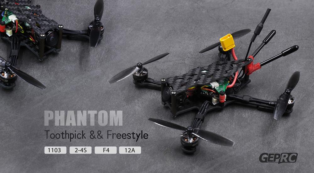 GEPRC PHANTOM Toothpick Freestyle 125mm 2-4S FPV Racing Drone BNF/PNP F4 OSD 12A ESC 1103 Motor IRC Tramp