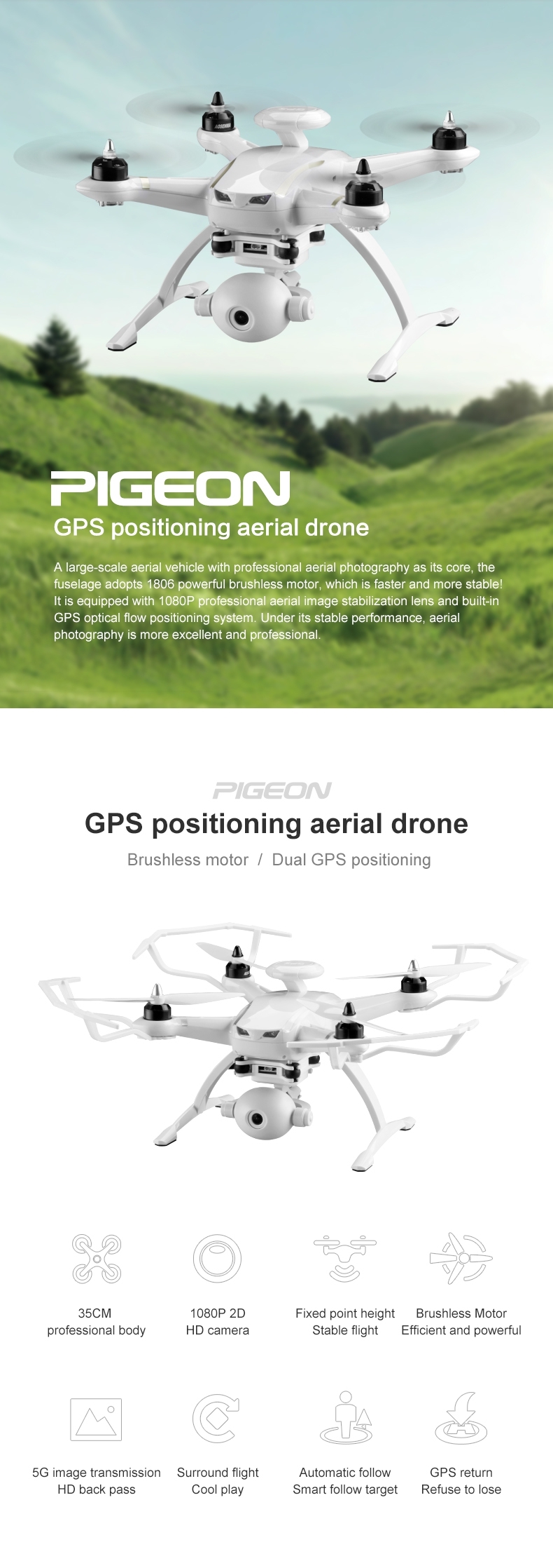 AOSENMA CG035 GPS 5G WiFi FPV with 1080P HD Camera 2D Gimbal RC Drone Quadcopter RTF