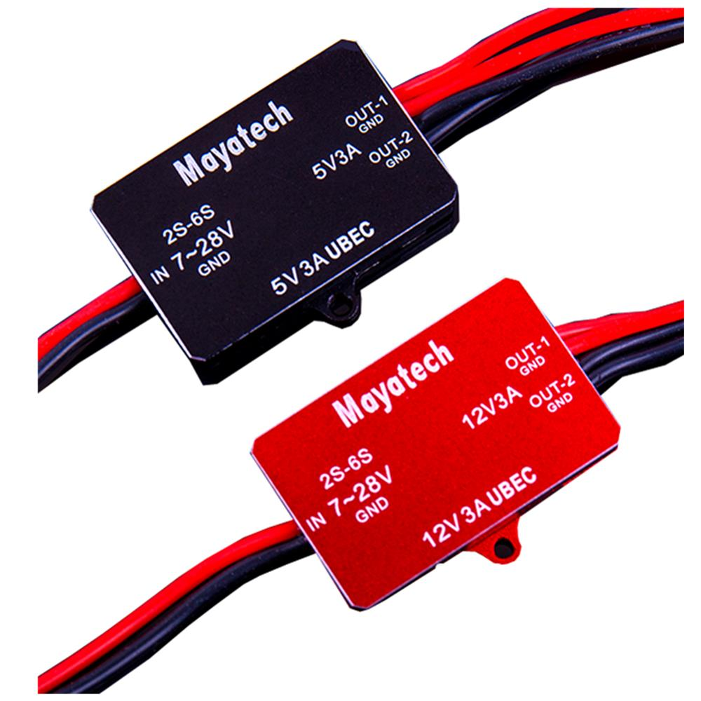 Mayatech 5V 12V Step Down Power Supply Voltage Regulation 7-28V to 5V/13-28V to 12V Buck Module UBEC-3A 6s for FPV UAV RC Model