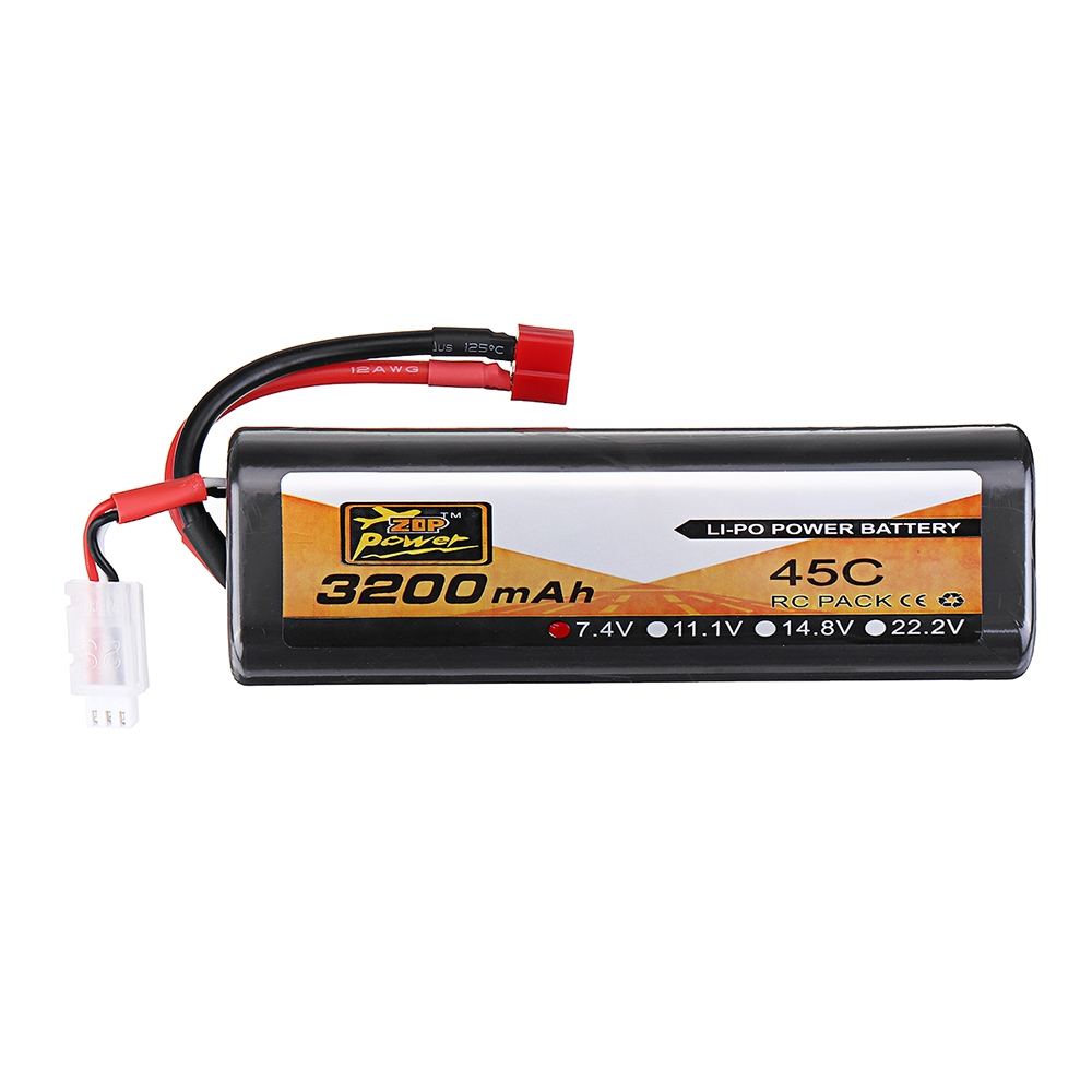 ZOP Power 7.4V 3200mAh 45C 2S Lipo Battery T Plug for RC Car