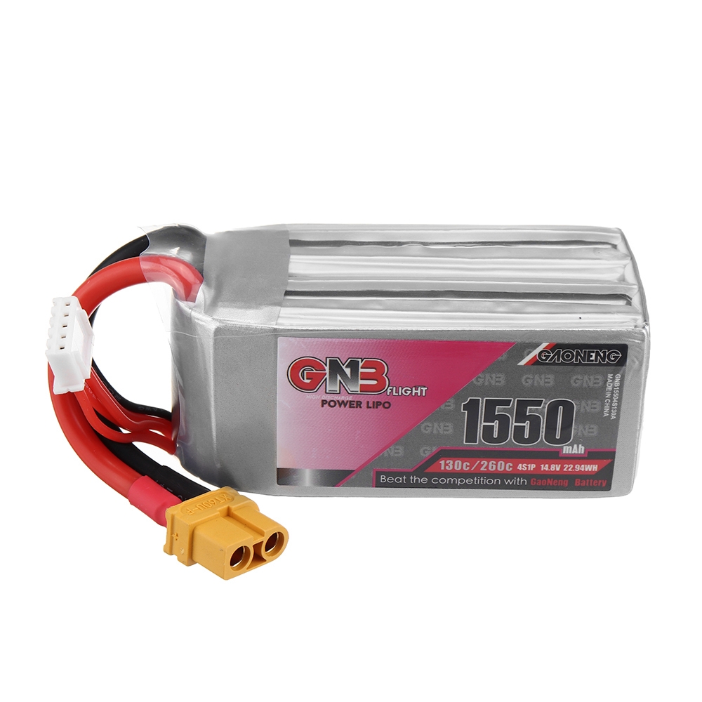 Gaoneng 14.8V 1550mah 130C 4S Lipo Battery XT60 Plug for Emax HAWK 5 FPV Racing Drone