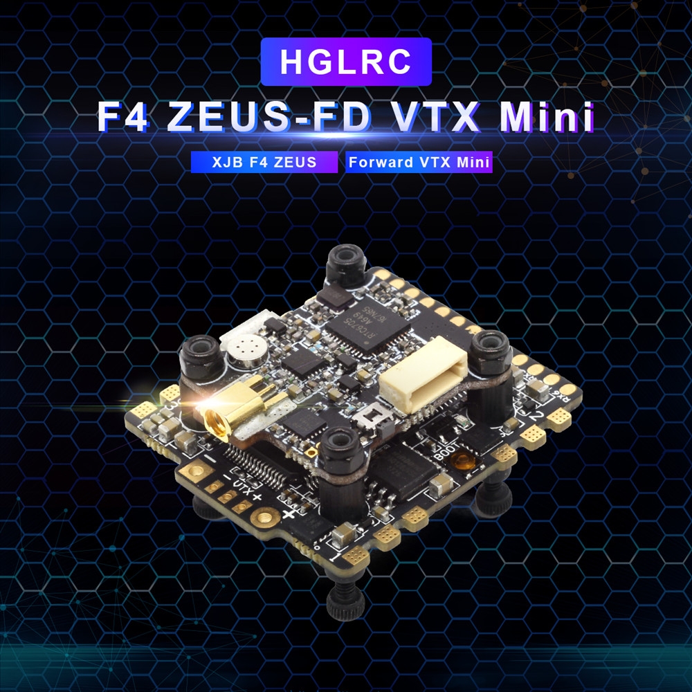 HGLRC XJB F4 Zeus Forward VTX Mini 20x20mm Stack F4 Flight Controller 15A BL_S ESC & 25/100/200/350mW VTX